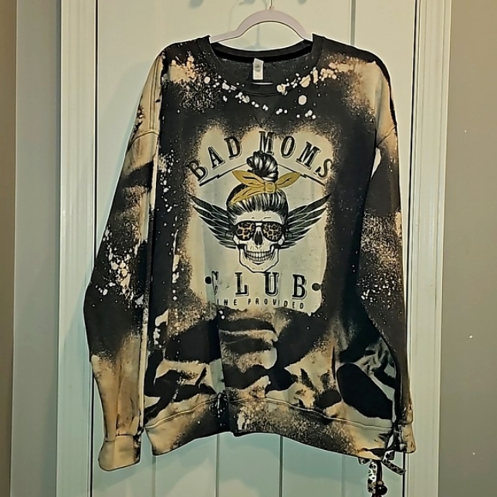 Womens Gorgeous Bad Moms Club bleached sweatshirt sz xlg. Boutique!!!!